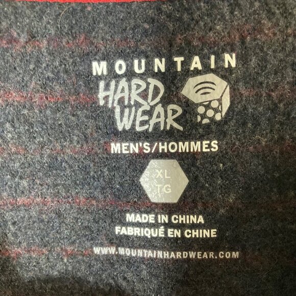 Mens Mountain Hard Wear Wool Blend V Neck Sweater Navy Red Stripe XL - Picture 7 of 8